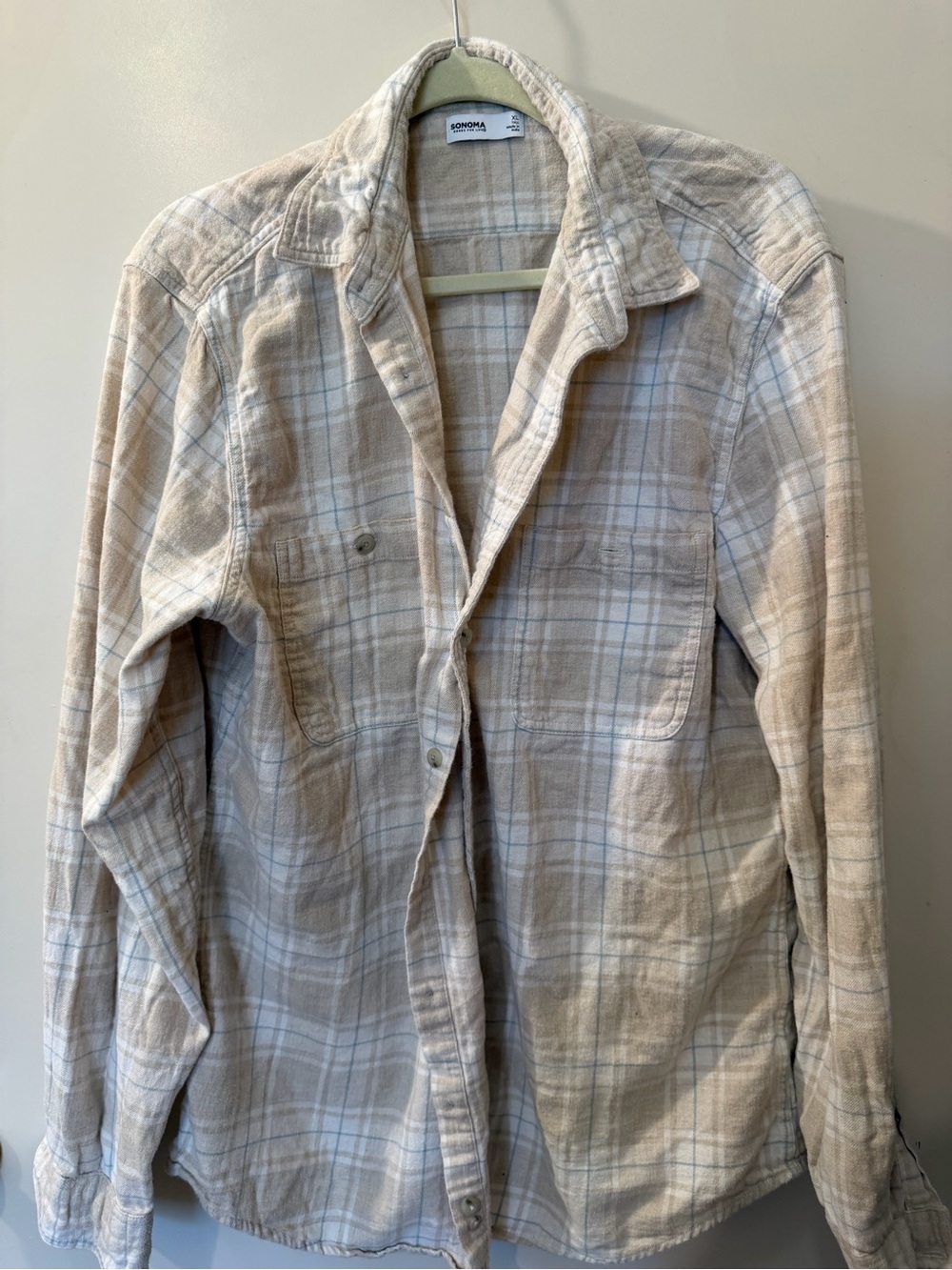 Sonoma Cream Plaid Utility Shirt Jacket